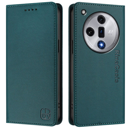 OPPO Find X7 Dual-Folded Magnetic Suction RFID Blocking PU Leather Wallet Phone Case with Card Slots, Cash Pocket, Kickstand, Full Protective Flip Cover