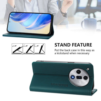 OPPO Find X7 Dual-Folded Magnetic Suction RFID Blocking PU Leather Wallet Phone Case with Card Slots, Cash Pocket, Kickstand, Full Protective Flip Cover