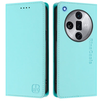 OPPO Find X7 Ultra Dual-Folded Magnetic Suction RFID Blocking PU Leather Wallet Phone Case with Card Slots, Cash Pocket, Kickstand, Full Protective Flip Cover