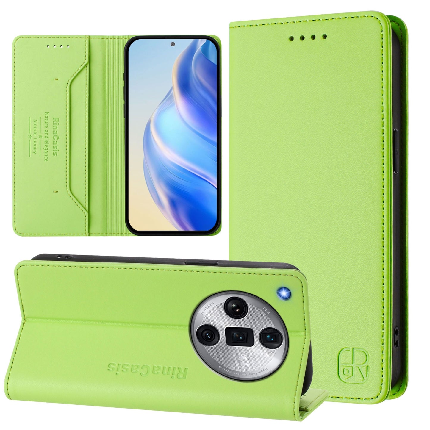 OPPO Find X7 Ultra Dual-Folded Magnetic Suction RFID Blocking PU Leather Wallet Phone Case with Card Slots, Cash Pocket, Kickstand, Full Protective Flip Cover