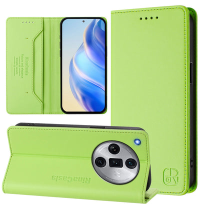 OPPO Find X7 Ultra Dual-Folded Magnetic Suction RFID Blocking PU Leather Wallet Phone Case with Card Slots, Cash Pocket, Kickstand, Full Protective Flip Cover