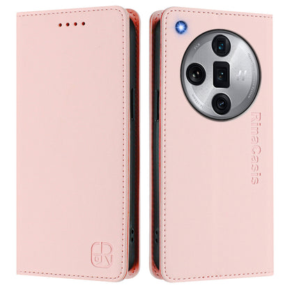 OPPO Find X7 Ultra Dual-Folded Magnetic Suction RFID Blocking PU Leather Wallet Phone Case with Card Slots, Cash Pocket, Kickstand, Full Protective Flip Cover