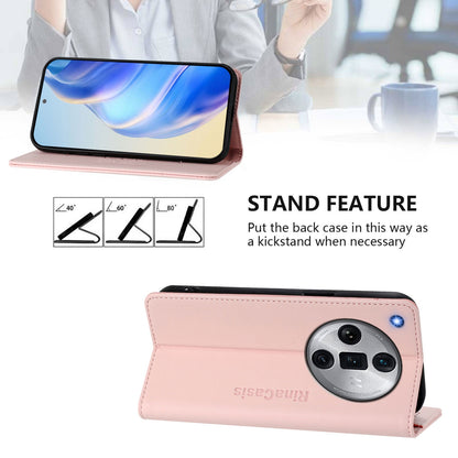OPPO Find X7 Ultra Dual-Folded Magnetic Suction RFID Blocking PU Leather Wallet Phone Case with Card Slots, Cash Pocket, Kickstand, Full Protective Flip Cover