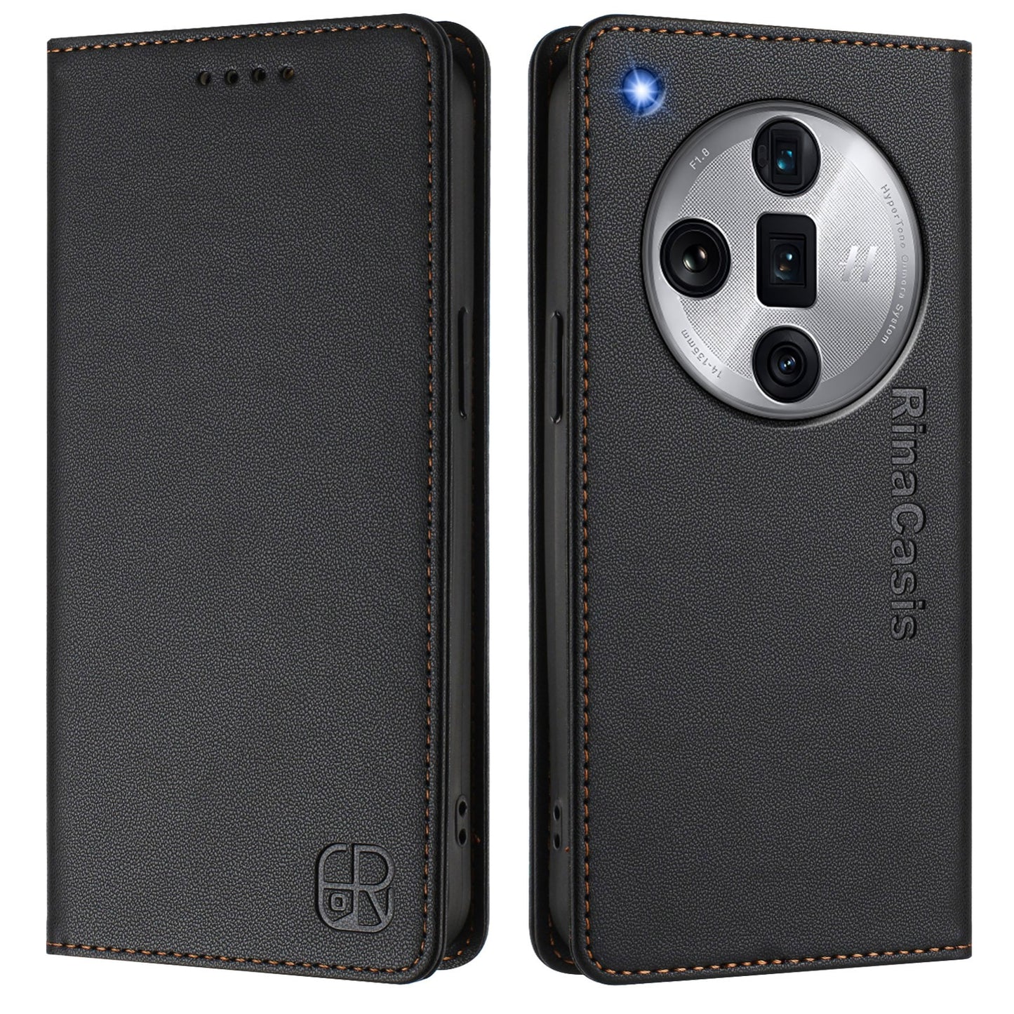 OPPO Find X7 Ultra Dual-Folded Magnetic Suction RFID Blocking PU Leather Wallet Phone Case with Card Slots, Cash Pocket, Kickstand, Full Protective Flip Cover
