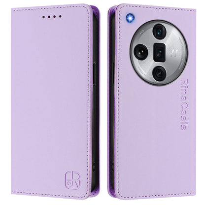 OPPO Find X7 Ultra Dual-Folded Magnetic Suction RFID Blocking PU Leather Wallet Phone Case with Card Slots, Cash Pocket, Kickstand, Full Protective Flip Cover