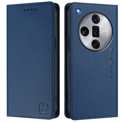 OPPO Find X7 Ultra Dual-Folded Magnetic Suction RFID Blocking PU Leather Wallet Phone Case with Card Slots, Cash Pocket, Kickstand, Full Protective Flip Cover