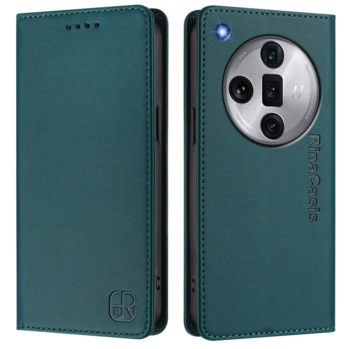 OPPO Find X7 Ultra Dual-Folded Magnetic Suction RFID Blocking PU Leather Wallet Phone Case with Card Slots, Cash Pocket, Kickstand, Full Protective Flip Cover