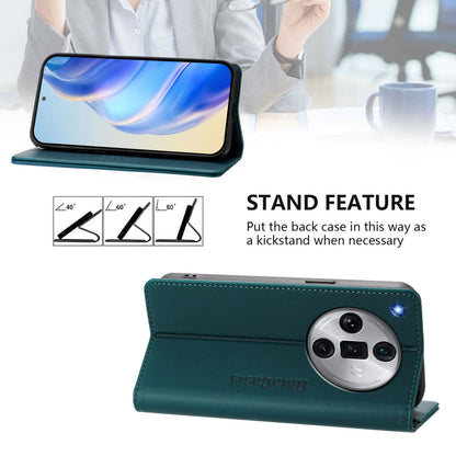 OPPO Find X7 Ultra Dual-Folded Magnetic Suction RFID Blocking PU Leather Wallet Phone Case with Card Slots, Cash Pocket, Kickstand, Full Protective Flip Cover