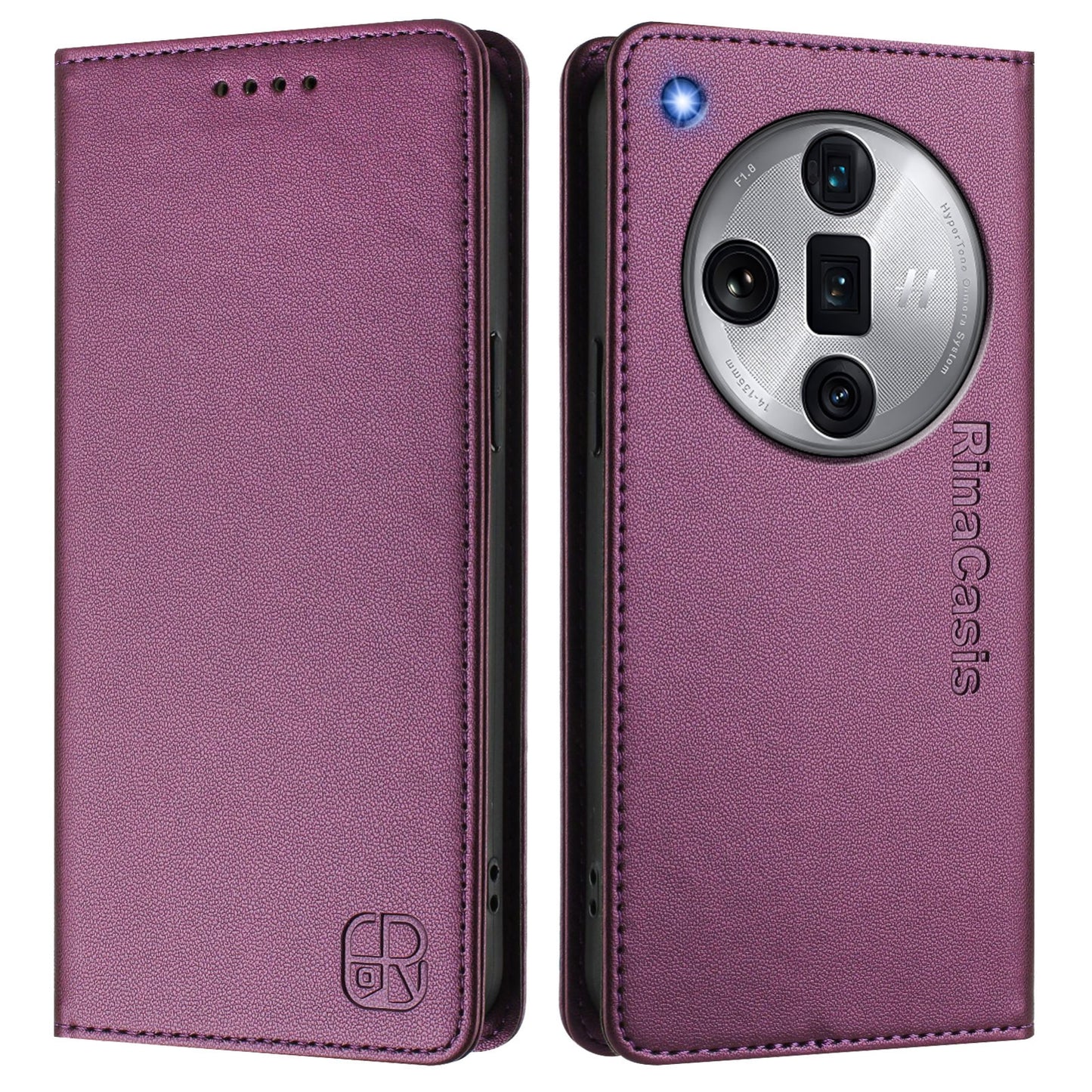 OPPO Find X7 Ultra Dual-Folded Magnetic Suction RFID Blocking PU Leather Wallet Phone Case with Card Slots, Cash Pocket, Kickstand, Full Protective Flip Cover