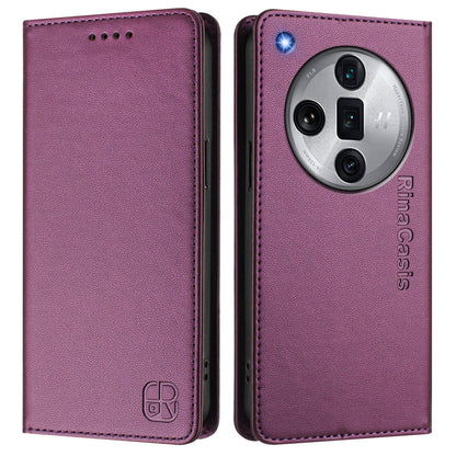 OPPO Find X7 Ultra Dual-Folded Magnetic Suction RFID Blocking PU Leather Wallet Phone Case with Card Slots, Cash Pocket, Kickstand, Full Protective Flip Cover