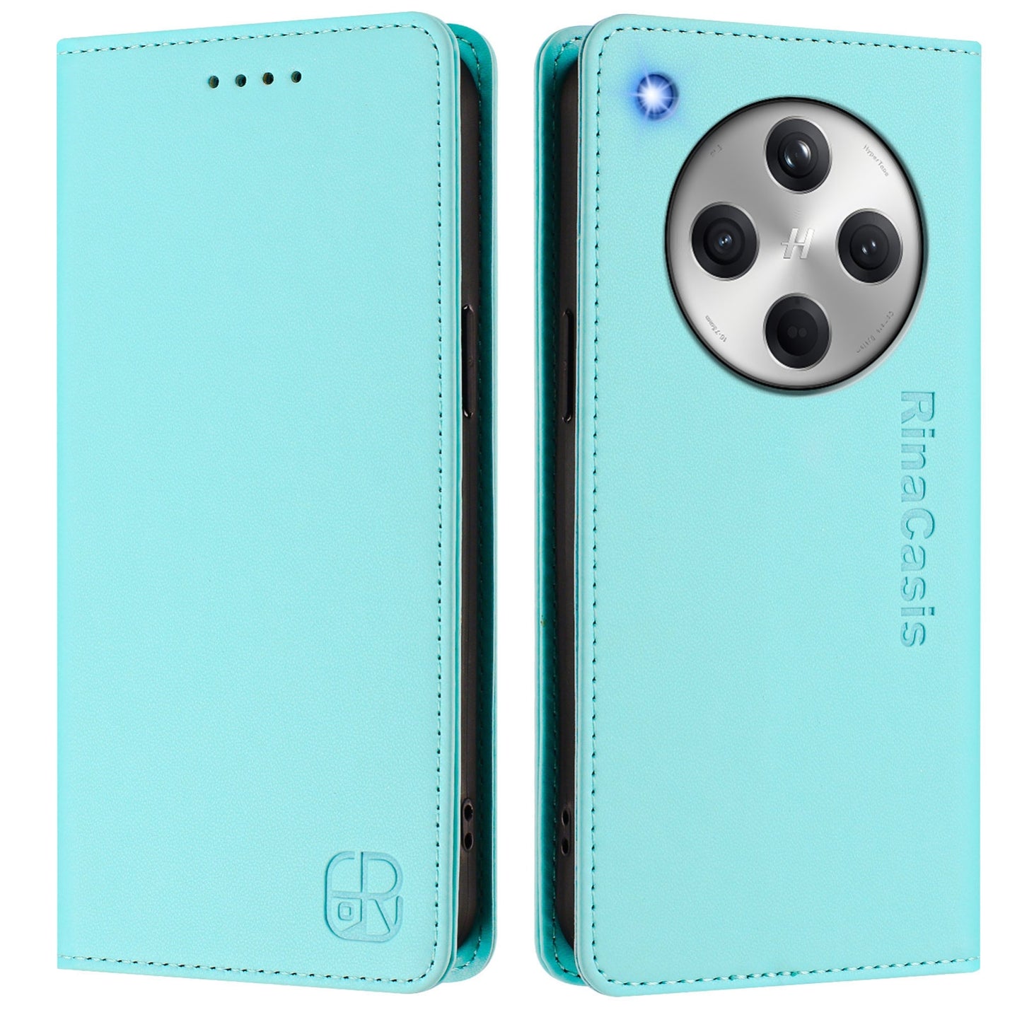 OPPO Find X8 Dual-Folded Magnetic Suction RFID Blocking PU Leather Wallet Phone Case with Card Slots, Cash Pocket, Kickstand, Full Protective Flip Cover