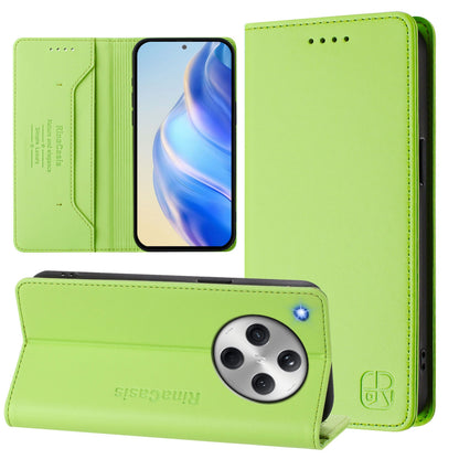 OPPO Find X8 Dual-Folded Magnetic Suction RFID Blocking PU Leather Wallet Phone Case with Card Slots, Cash Pocket, Kickstand, Full Protective Flip Cover