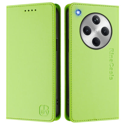 OPPO Find X8 Dual-Folded Magnetic Suction RFID Blocking PU Leather Wallet Phone Case with Card Slots, Cash Pocket, Kickstand, Full Protective Flip Cover