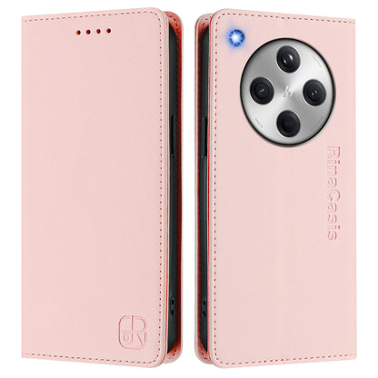 OPPO Find X8 Dual-Folded Magnetic Suction RFID Blocking PU Leather Wallet Phone Case with Card Slots, Cash Pocket, Kickstand, Full Protective Flip Cover
