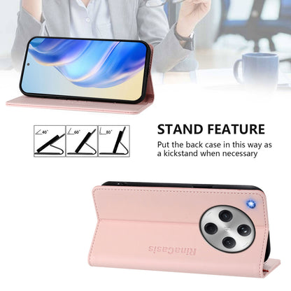 OPPO Find X8 Dual-Folded Magnetic Suction RFID Blocking PU Leather Wallet Phone Case with Card Slots, Cash Pocket, Kickstand, Full Protective Flip Cover