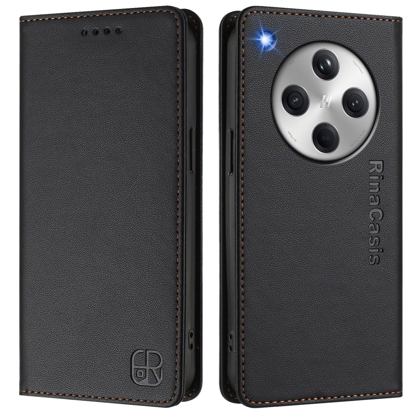 OPPO Find X8 Dual-Folded Magnetic Suction RFID Blocking PU Leather Wallet Phone Case with Card Slots, Cash Pocket, Kickstand, Full Protective Flip Cover