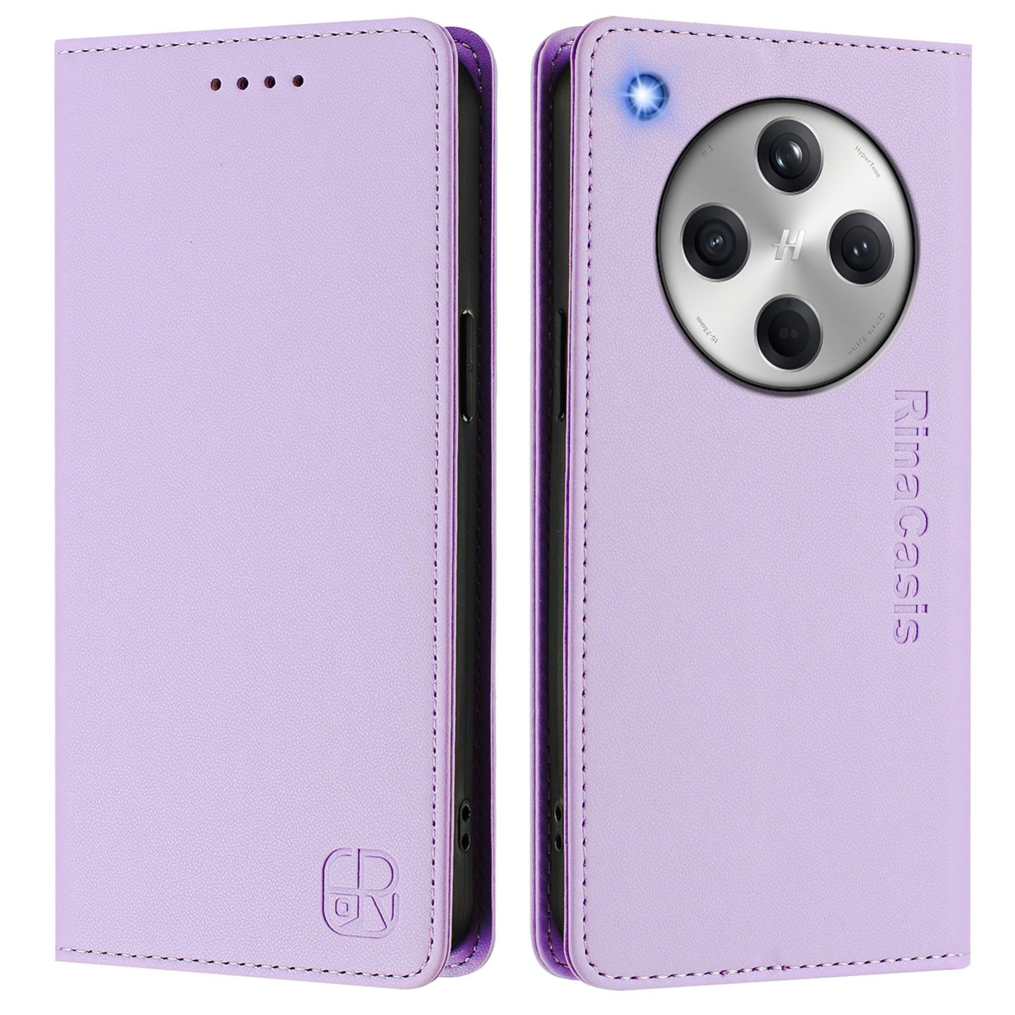 OPPO Find X8 Dual-Folded Magnetic Suction RFID Blocking PU Leather Wallet Phone Case with Card Slots, Cash Pocket, Kickstand, Full Protective Flip Cover