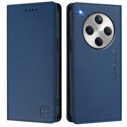 OPPO Find X8 Dual-Folded Magnetic Suction RFID Blocking PU Leather Wallet Phone Case with Card Slots, Cash Pocket, Kickstand, Full Protective Flip Cover