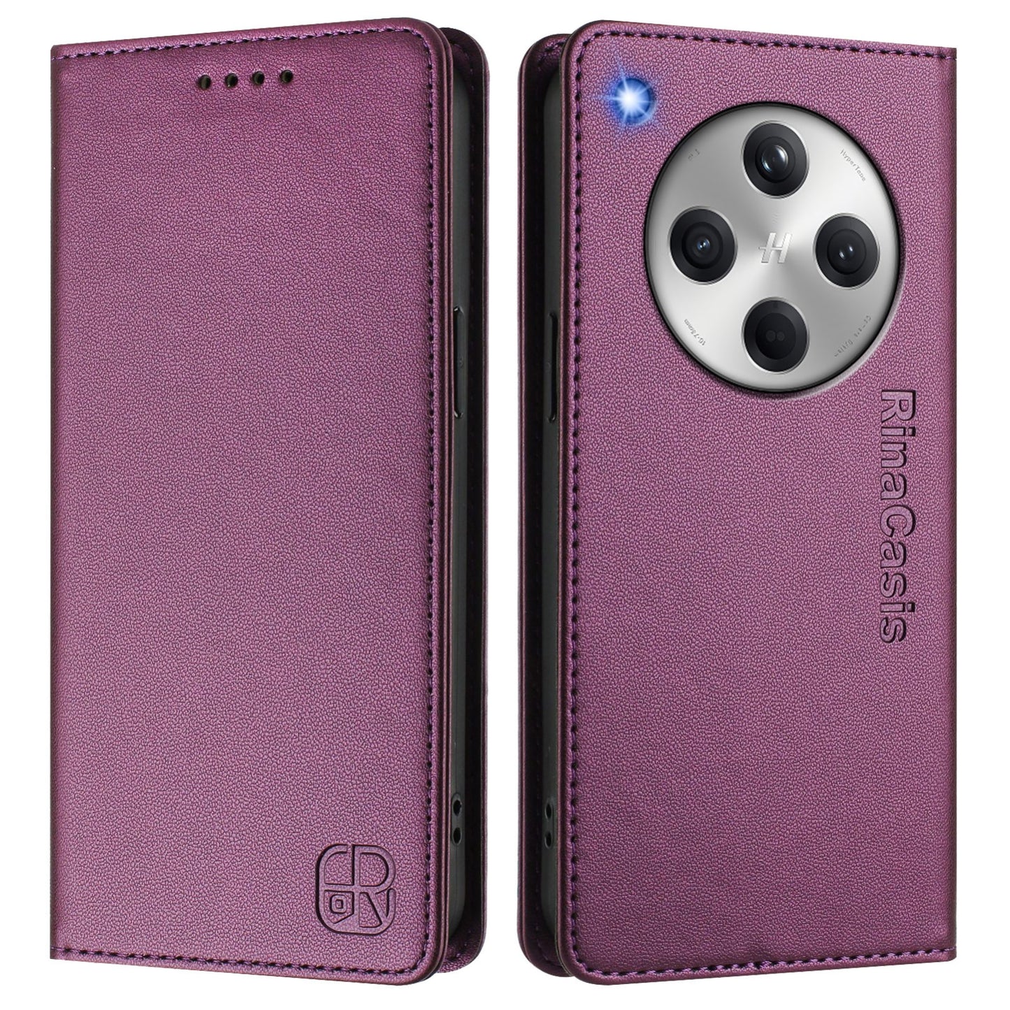 OPPO Find X8 Dual-Folded Magnetic Suction RFID Blocking PU Leather Wallet Phone Case with Card Slots, Cash Pocket, Kickstand, Full Protective Flip Cover