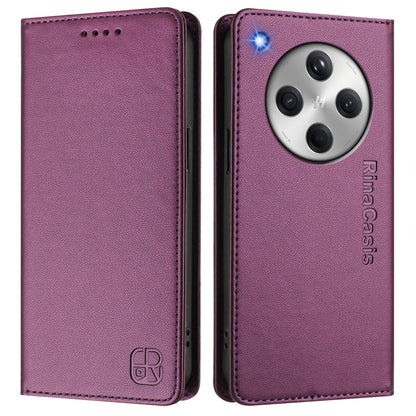 OPPO Find X8 Dual-Folded Magnetic Suction RFID Blocking PU Leather Wallet Phone Case with Card Slots, Cash Pocket, Kickstand, Full Protective Flip Cover