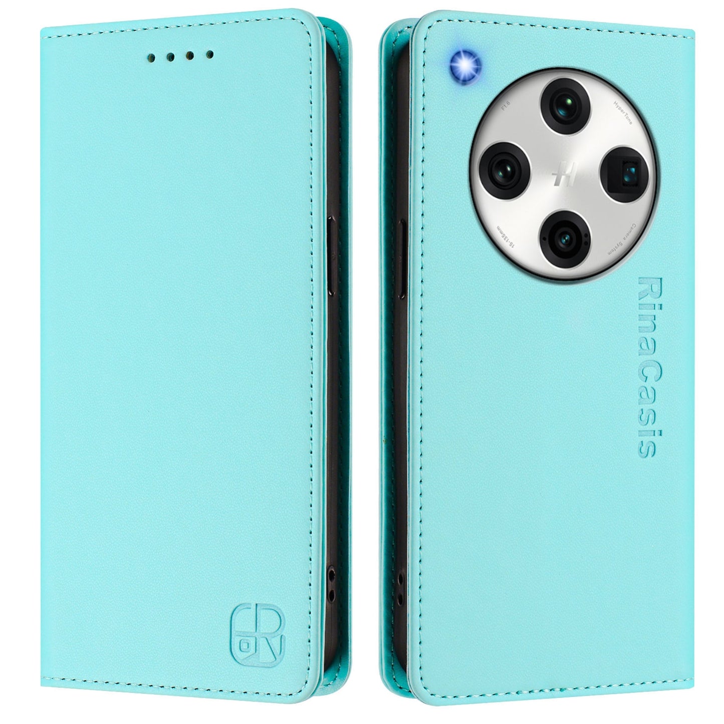 OPPO Find X8 Pro Dual-Folded Magnetic Suction RFID Blocking PU Leather Wallet Phone Case with Card Slots, Cash Pocket, Kickstand, Full Protective Flip Cover