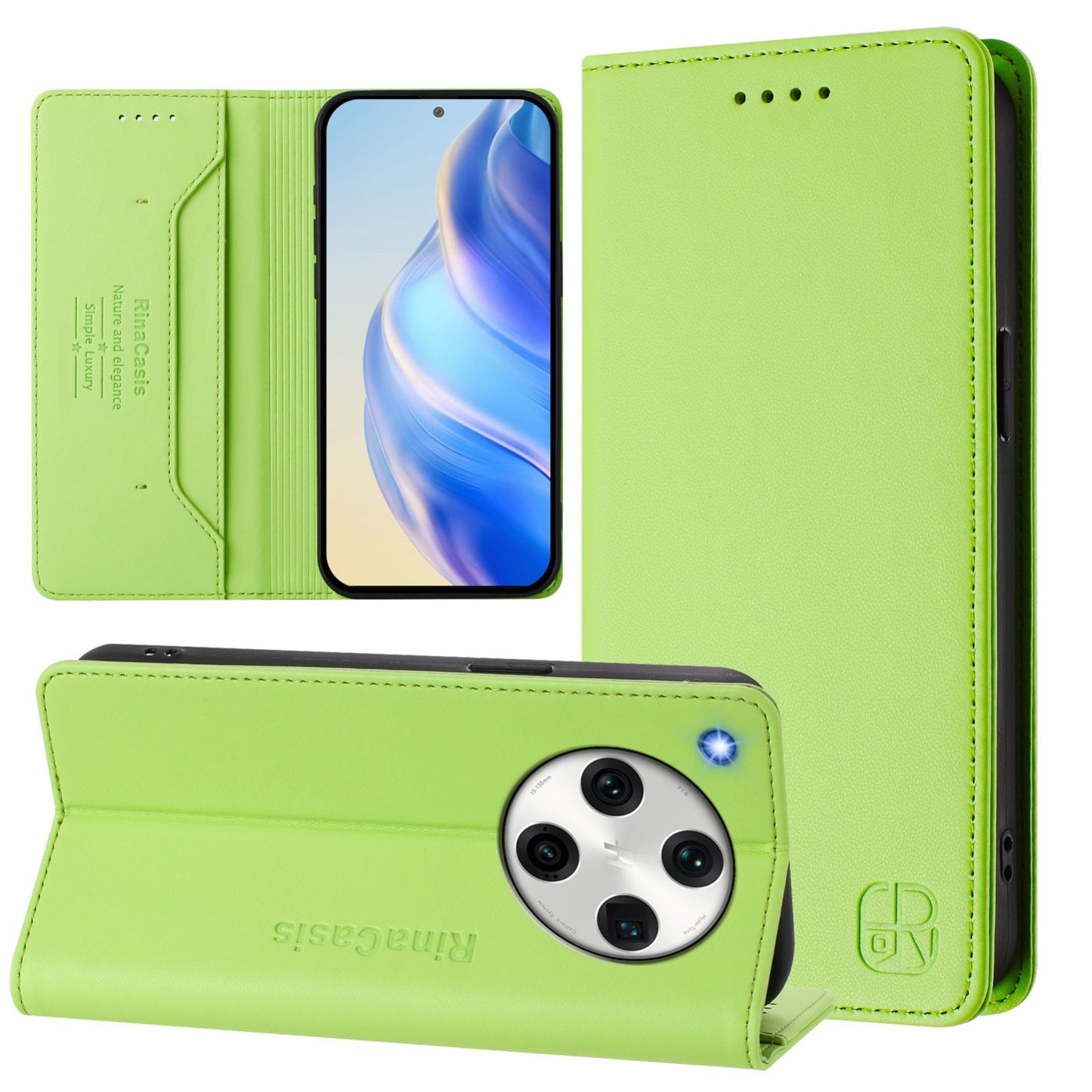OPPO Find X8 Pro Dual-Folded Magnetic Suction RFID Blocking PU Leather Wallet Phone Case with Card Slots, Cash Pocket, Kickstand, Full Protective Flip Cover