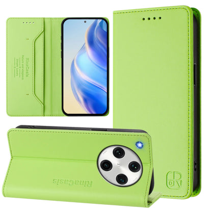 OPPO Find X8 Pro Dual-Folded Magnetic Suction RFID Blocking PU Leather Wallet Phone Case with Card Slots, Cash Pocket, Kickstand, Full Protective Flip Cover