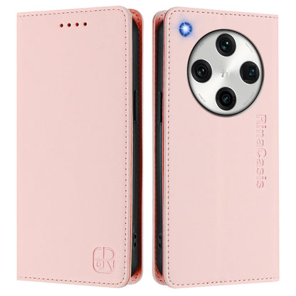 OPPO Find X8 Pro Dual-Folded Magnetic Suction RFID Blocking PU Leather Wallet Phone Case with Card Slots, Cash Pocket, Kickstand, Full Protective Flip Cover