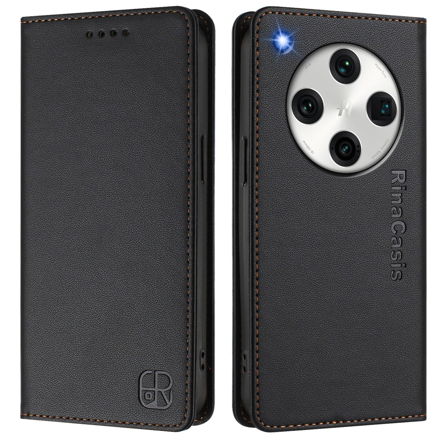 OPPO Find X8 Pro Dual-Folded Magnetic Suction RFID Blocking PU Leather Wallet Phone Case with Card Slots, Cash Pocket, Kickstand, Full Protective Flip Cover