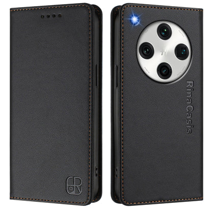 OPPO Find X8 Pro Dual-Folded Magnetic Suction RFID Blocking PU Leather Wallet Phone Case with Card Slots, Cash Pocket, Kickstand, Full Protective Flip Cover