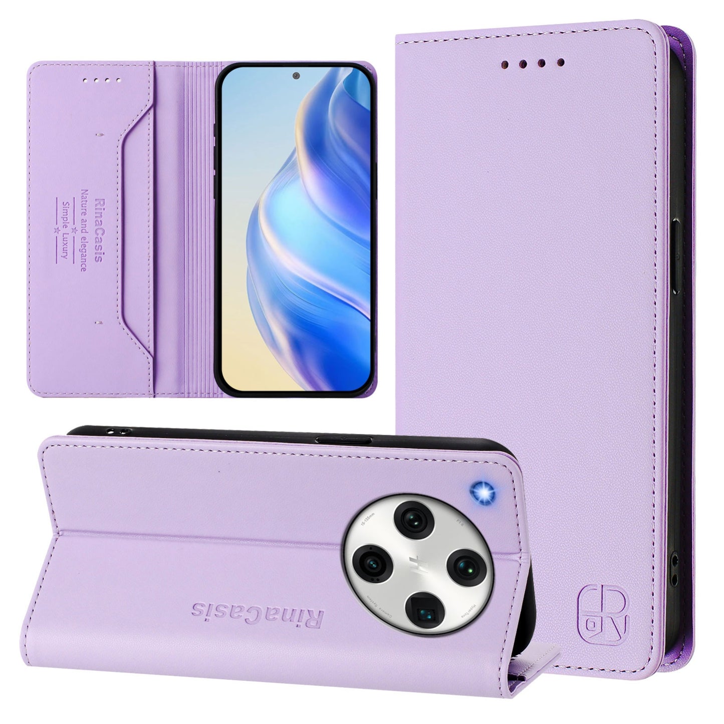 OPPO Find X8 Pro Dual-Folded Magnetic Suction RFID Blocking PU Leather Wallet Phone Case with Card Slots, Cash Pocket, Kickstand, Full Protective Flip Cover