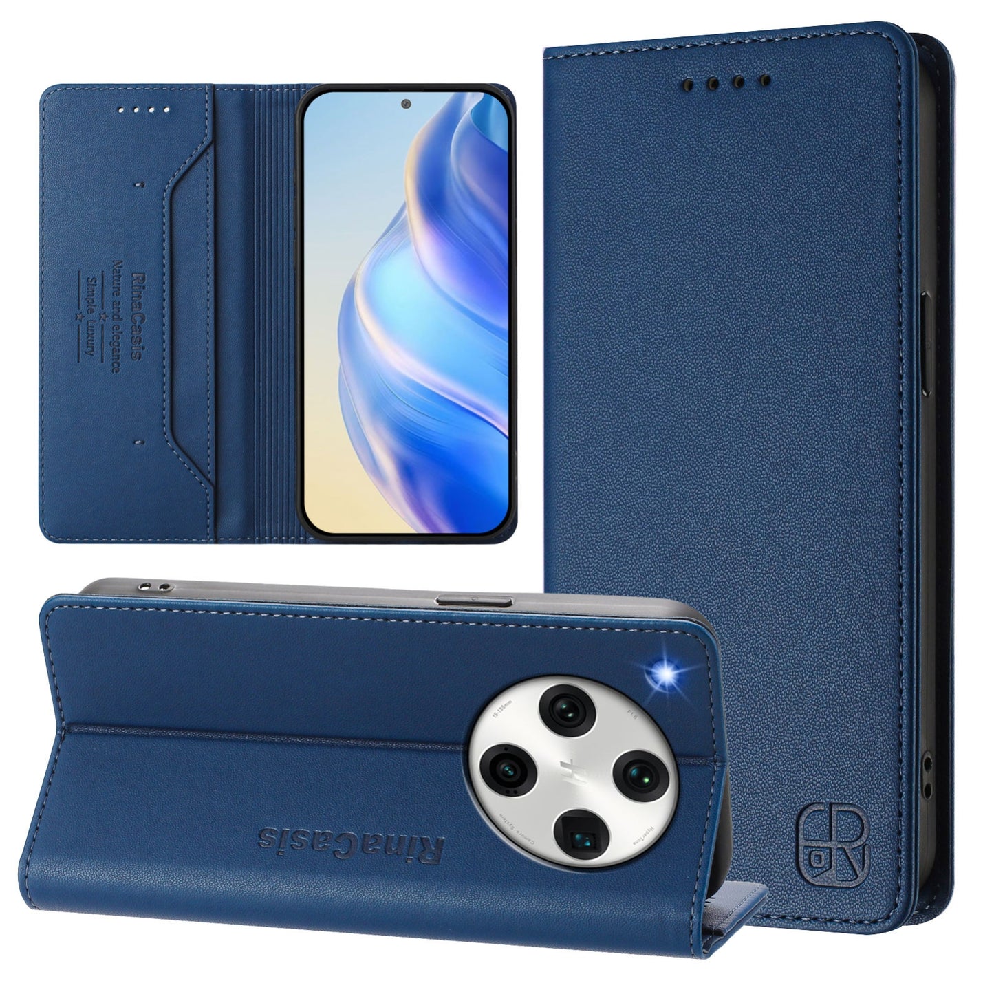 OPPO Find X8 Pro Dual-Folded Magnetic Suction RFID Blocking PU Leather Wallet Phone Case with Card Slots, Cash Pocket, Kickstand, Full Protective Flip Cover