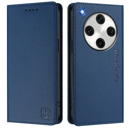 OPPO Find X8 Pro Dual-Folded Magnetic Suction RFID Blocking PU Leather Wallet Phone Case with Card Slots, Cash Pocket, Kickstand, Full Protective Flip Cover