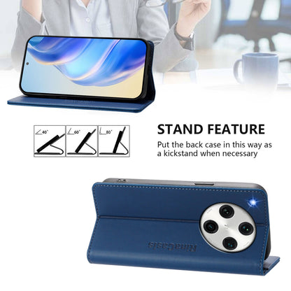 OPPO Find X8 Pro Dual-Folded Magnetic Suction RFID Blocking PU Leather Wallet Phone Case with Card Slots, Cash Pocket, Kickstand, Full Protective Flip Cover