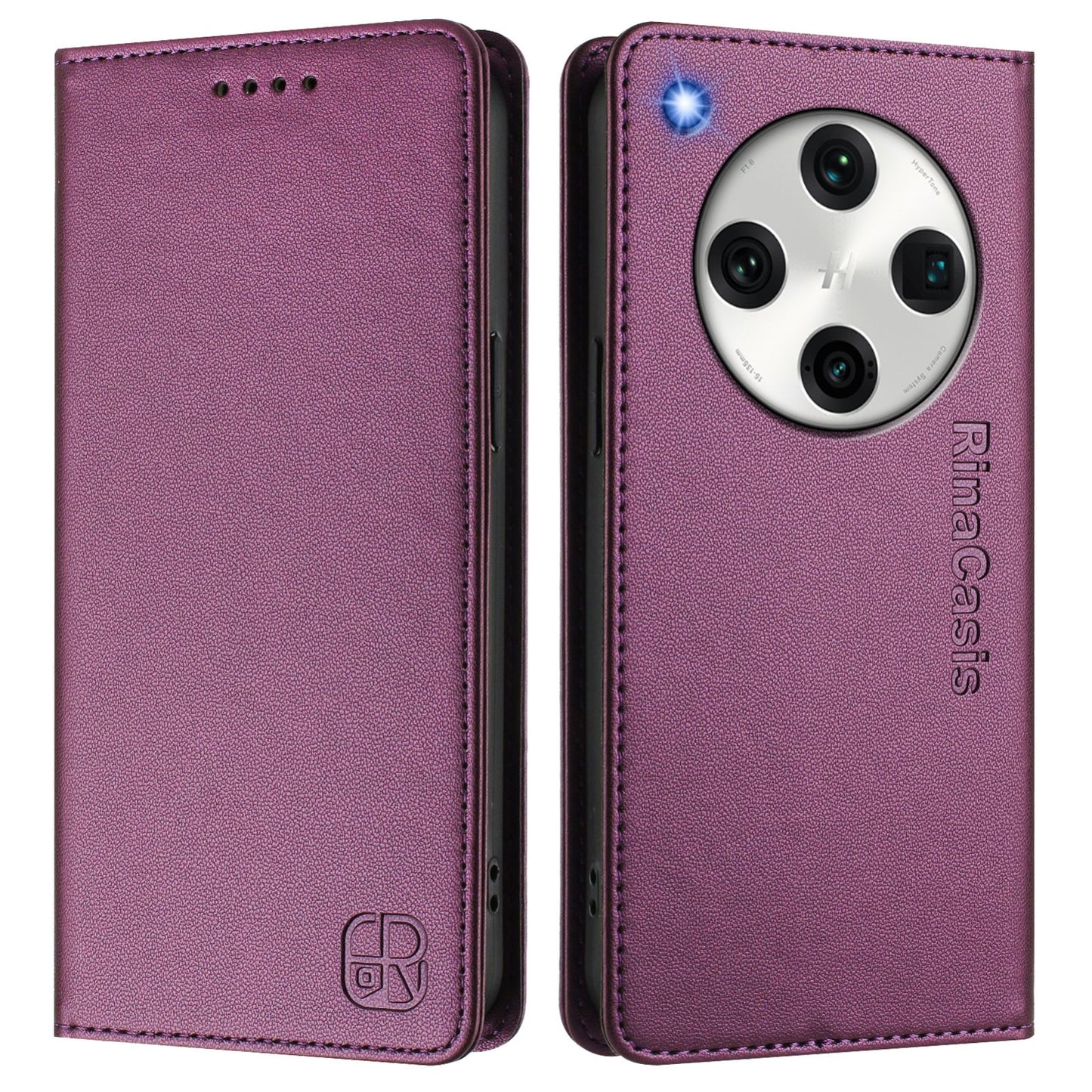 OPPO Find X8 Pro Dual-Folded Magnetic Suction RFID Blocking PU Leather Wallet Phone Case with Card Slots, Cash Pocket, Kickstand, Full Protective Flip Cover