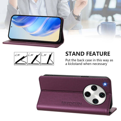 OPPO Find X8 Pro Dual-Folded Magnetic Suction RFID Blocking PU Leather Wallet Phone Case with Card Slots, Cash Pocket, Kickstand, Full Protective Flip Cover