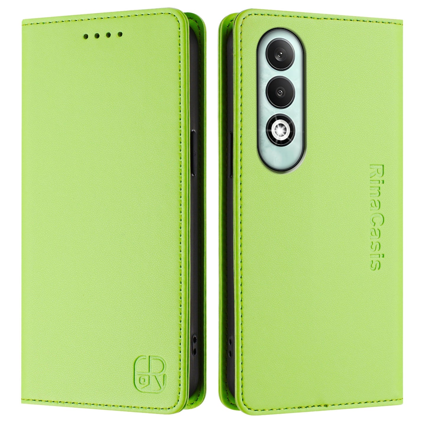 OPPO K12x 5G Dual-Folded Magnetic Suction RFID Blocking PU Leather Wallet Phone Case with Card Slots, Cash Pocket, Kickstand, Full Protective Flip Cover