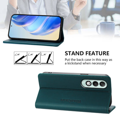 OPPO K12x 5G Dual-Folded Magnetic Suction RFID Blocking PU Leather Wallet Phone Case with Card Slots, Cash Pocket, Kickstand, Full Protective Flip Cover
