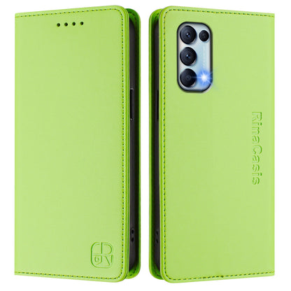 OPPO Find X3 Lite Dual-Folded Magnetic Suction RFID Blocking PU Leather Wallet Phone Case with Card Slots, Cash Pocket, Kickstand, Full Protective Flip Cover