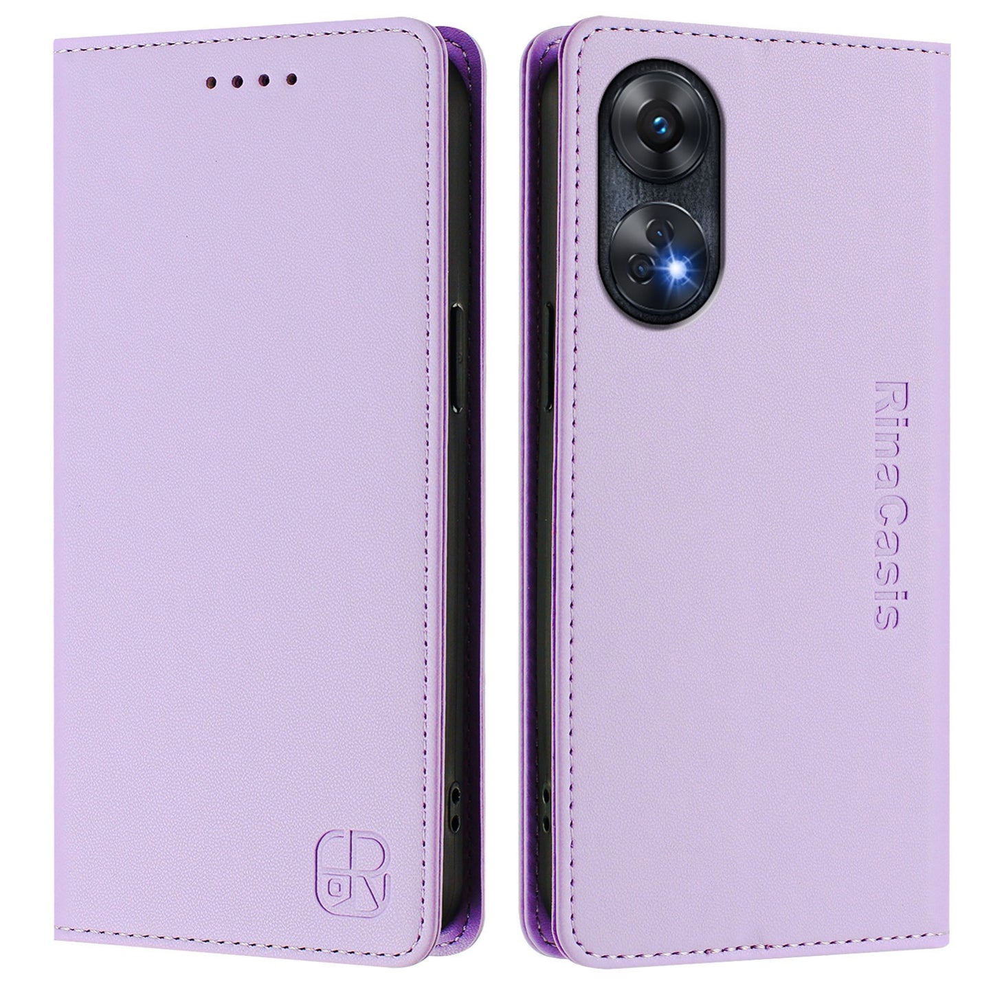 OPPO Reno8 T 4G Dual-Folded Magnetic Suction RFID Blocking PU Leather Wallet Phone Case with Card Slots, Cash Pocket, Kickstand, Full Protective Flip Cover