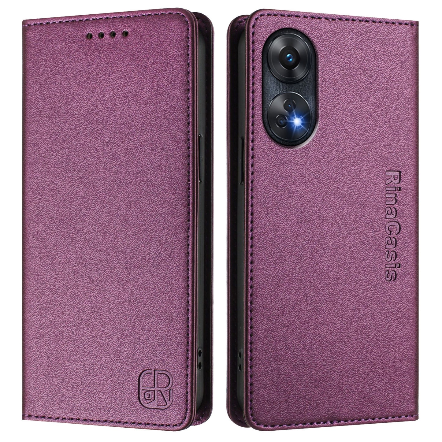 OPPO Reno8 T 4G Dual-Folded Magnetic Suction RFID Blocking PU Leather Wallet Phone Case with Card Slots, Cash Pocket, Kickstand, Full Protective Flip Cover
