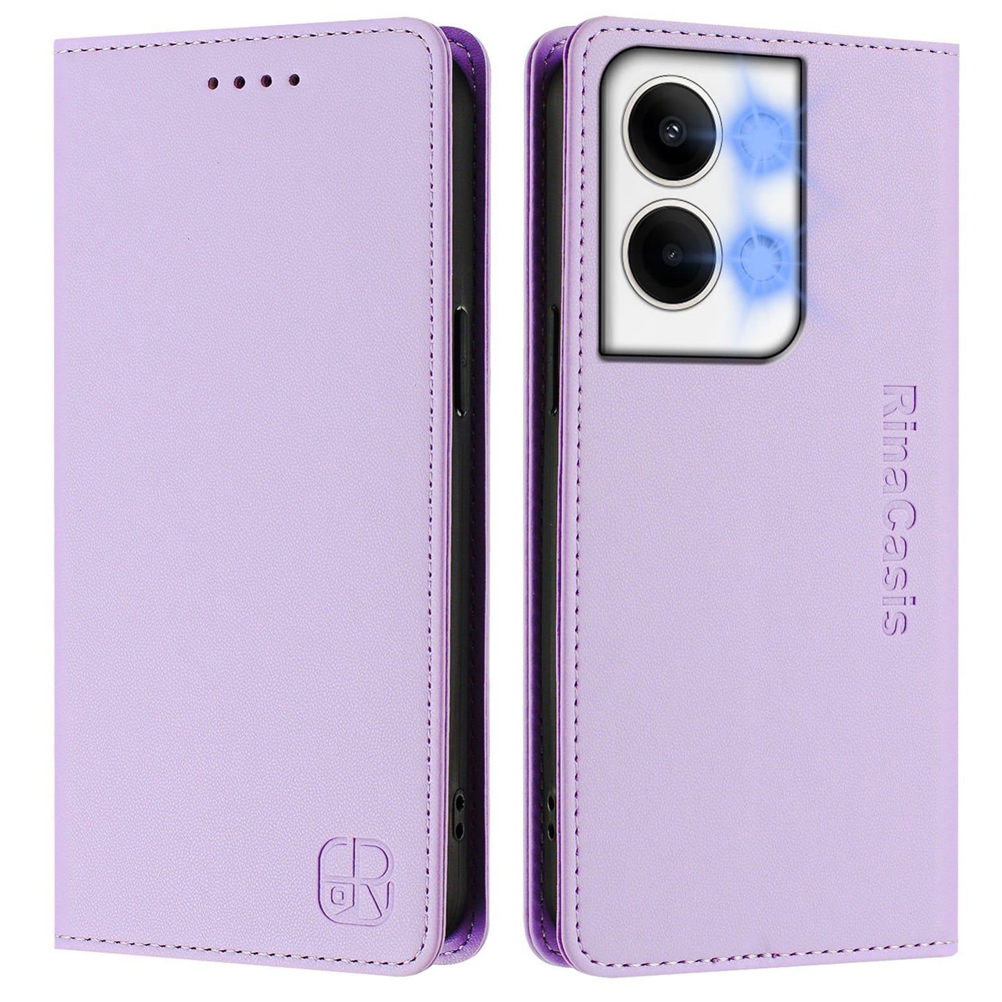 OPPO Reno9 5G Dual-Folded Magnetic Suction RFID Blocking PU Leather Wallet Phone Case with Card Slots, Cash Pocket, Kickstand, Full Protective Flip Cover