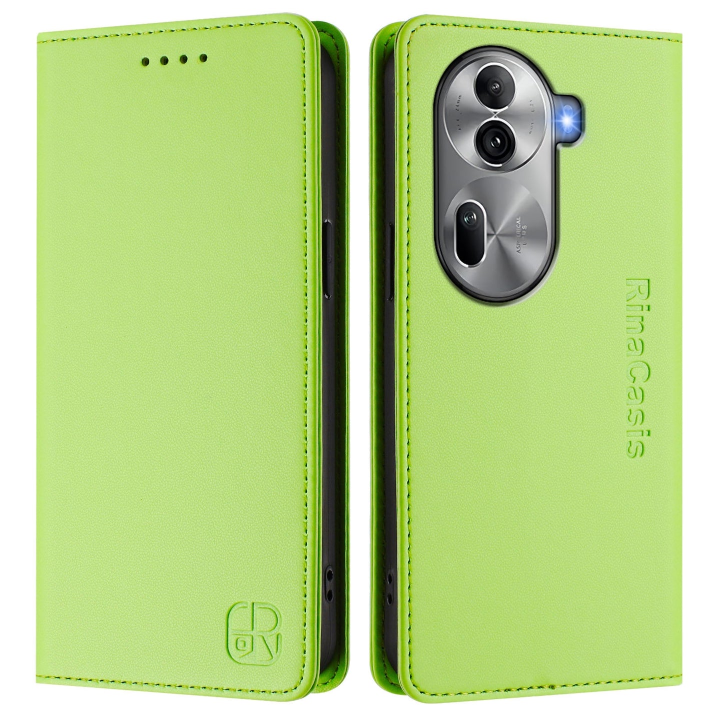OPPO Reno11 Pro 5G Dual-Folded Magnetic Suction RFID Blocking PU Leather Wallet Phone Case with Card Slots, Cash Pocket, Kickstand, Full Protective Flip Cover
