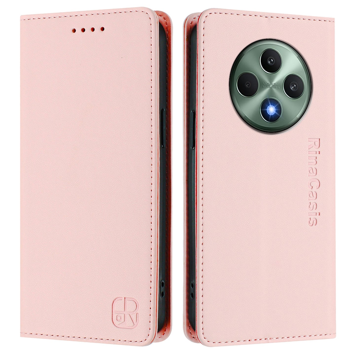 OPPO Reno12 F 5G Dual-Folded Magnetic Suction RFID Blocking PU Leather Wallet Phone Case with Card Slots, Cash Pocket, Kickstand, Full Protective Flip Cover