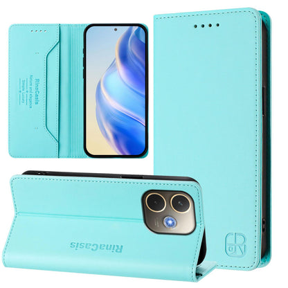 OPPO A5 Pro 5G Dual-Folded Magnetic Suction RFID Blocking PU Leather Wallet Phone Case with Card Slots, Cash Pocket, Kickstand, Full Protective Flip Cover