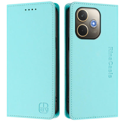 OPPO A5 Pro 5G Dual-Folded Magnetic Suction RFID Blocking PU Leather Wallet Phone Case with Card Slots, Cash Pocket, Kickstand, Full Protective Flip Cover