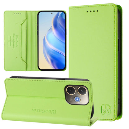OPPO A5 Pro 5G Dual-Folded Magnetic Suction RFID Blocking PU Leather Wallet Phone Case with Card Slots, Cash Pocket, Kickstand, Full Protective Flip Cover