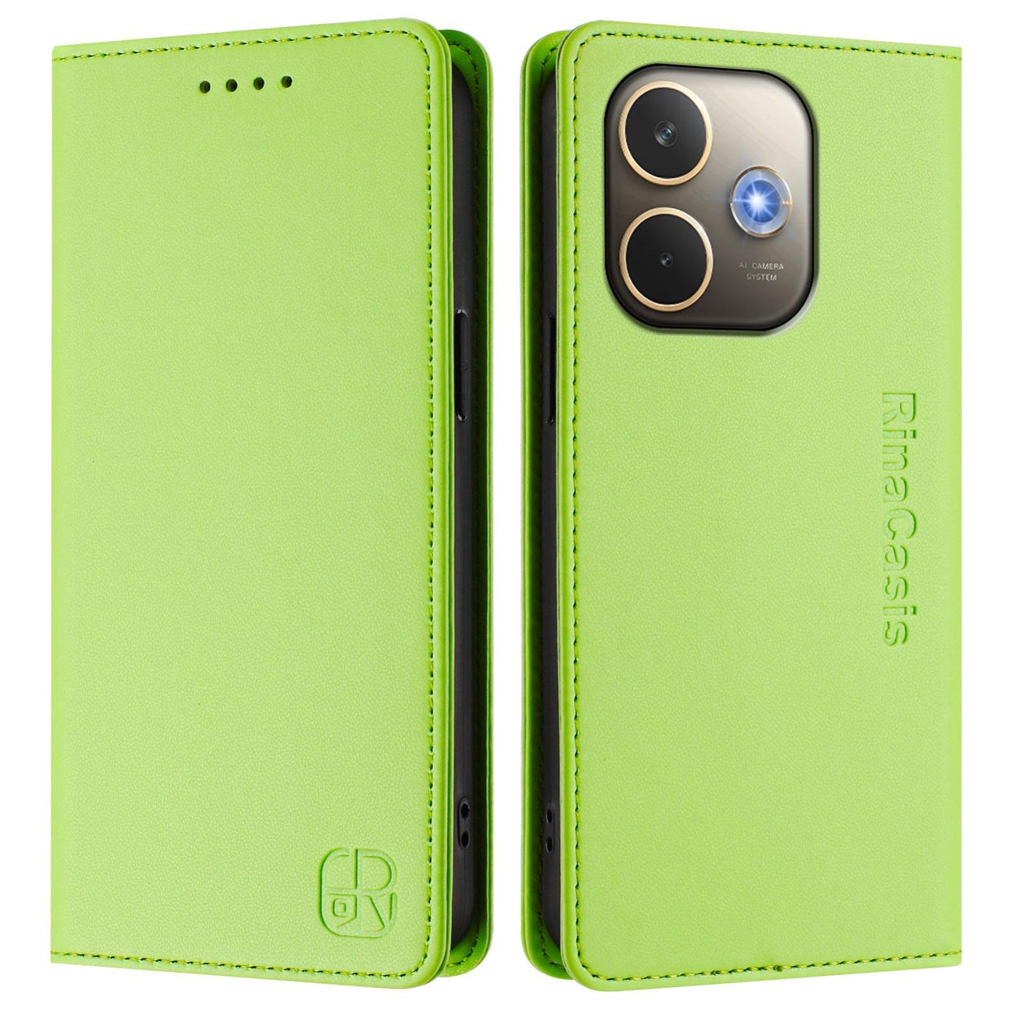OPPO A5 Pro 5G Dual-Folded Magnetic Suction RFID Blocking PU Leather Wallet Phone Case with Card Slots, Cash Pocket, Kickstand, Full Protective Flip Cover