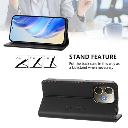 OPPO A5 Pro 5G Dual-Folded Magnetic Suction RFID Blocking PU Leather Wallet Phone Case with Card Slots, Cash Pocket, Kickstand, Full Protective Flip Cover