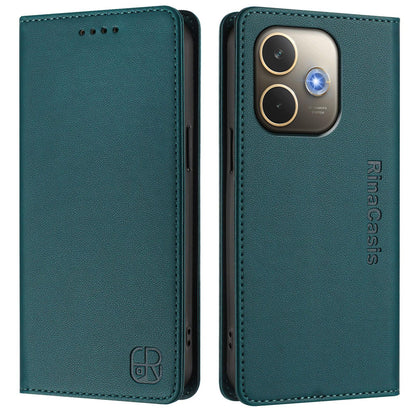 OPPO A5 Pro 5G Dual-Folded Magnetic Suction RFID Blocking PU Leather Wallet Phone Case with Card Slots, Cash Pocket, Kickstand, Full Protective Flip Cover